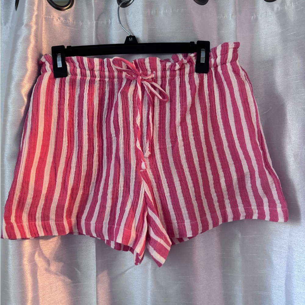 Universal Thread Coral and White Striped Drawstring Shorts